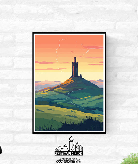 Personalisable Glastonbury Tor Print - A4 A3 A2 - Music Festival Poster - Festival Merch