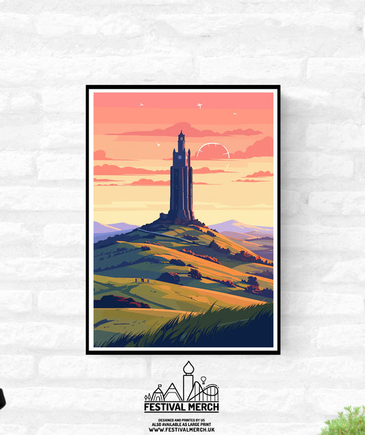Personalisable Glastonbury Tor Print - A4 A3 A2 - Music Festival Poster - Festival Merch