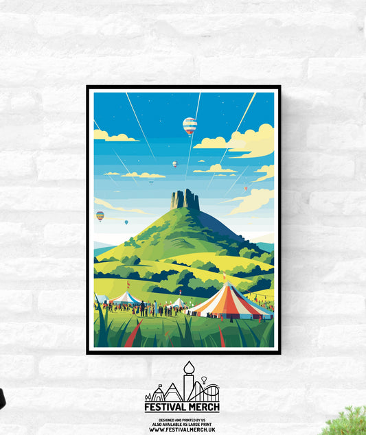 Personalisable Glastonbury Tor Print - A4 A3 A2 - Music Festival Poster - Festival Merch