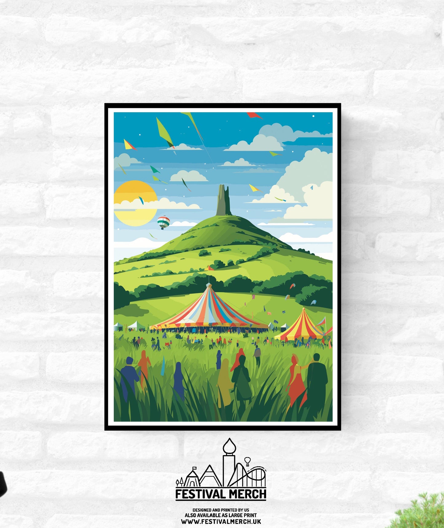 Personalisable Glastonbury Tor Print - A4 A3 A2 - Inspired Glasto Festival Poster - Festival Merch