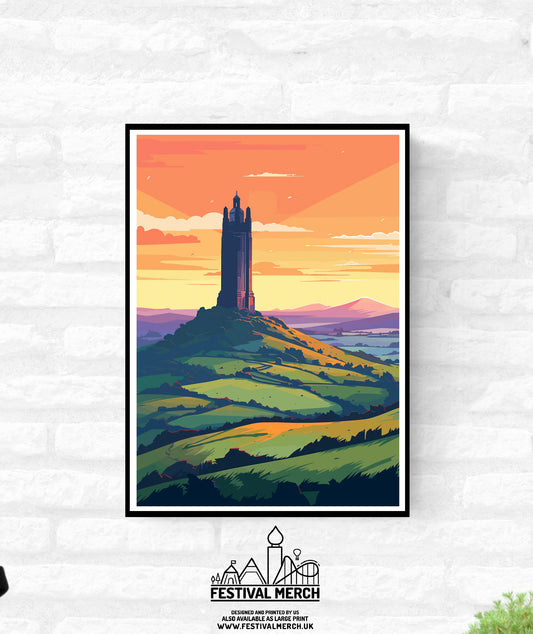 Personalisable Glastonbury Tor Print - A4 A3 A2 - Music Festival Poster - Festival Merch