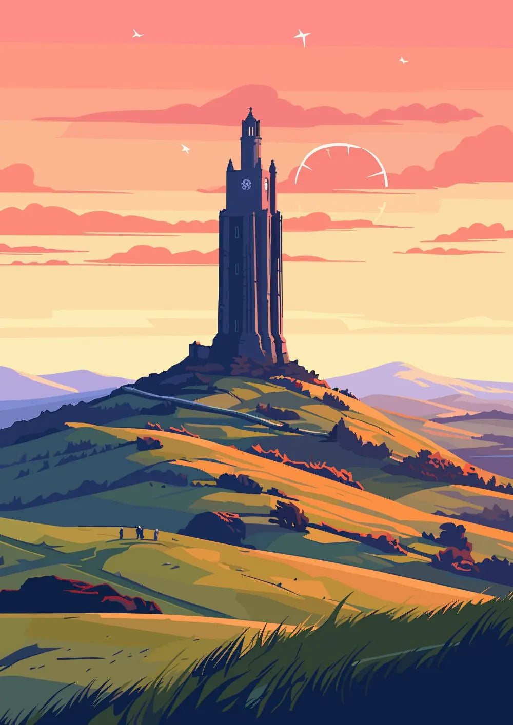 Personalisable Glastonbury Tor Print - A4 A3 A2 - Music Festival Poster - Festival Merch
