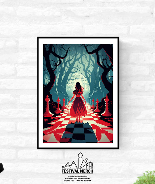 Alice in wonderland Wall Art Alice Adventures Movie Poster - Mad hatter Fairy tale into the rabbit hole print - A4 A3 A2 - Festival Merch