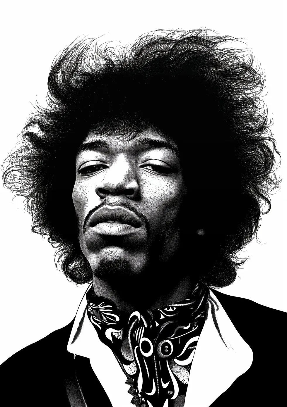 Jimi Hendrix Art Famous Faces Music Musician Celebrity Wall Art Print - A4 A3 A2 - Festival Merch