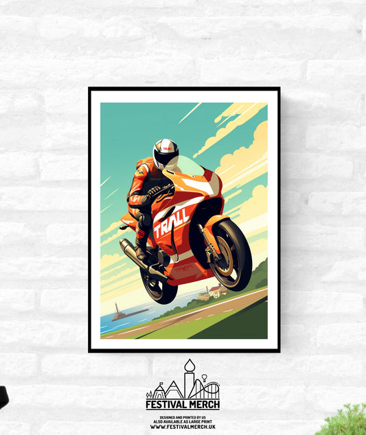 Super Bike Road Racing Wall Art Motorsport Print Isle of man NW200 Art Print - A4 A3 A2 - Festival Merch