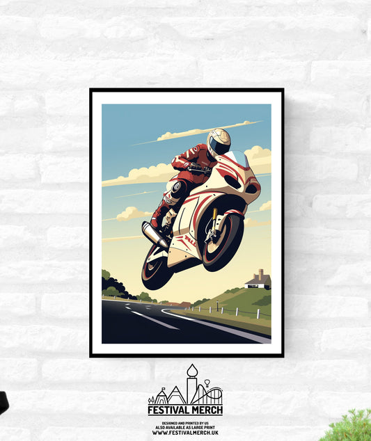 Super Bike Road Racing Wall Art Motorsport Print Isle of man NW200 Art Print - A4 A3 A2 - Festival Merch