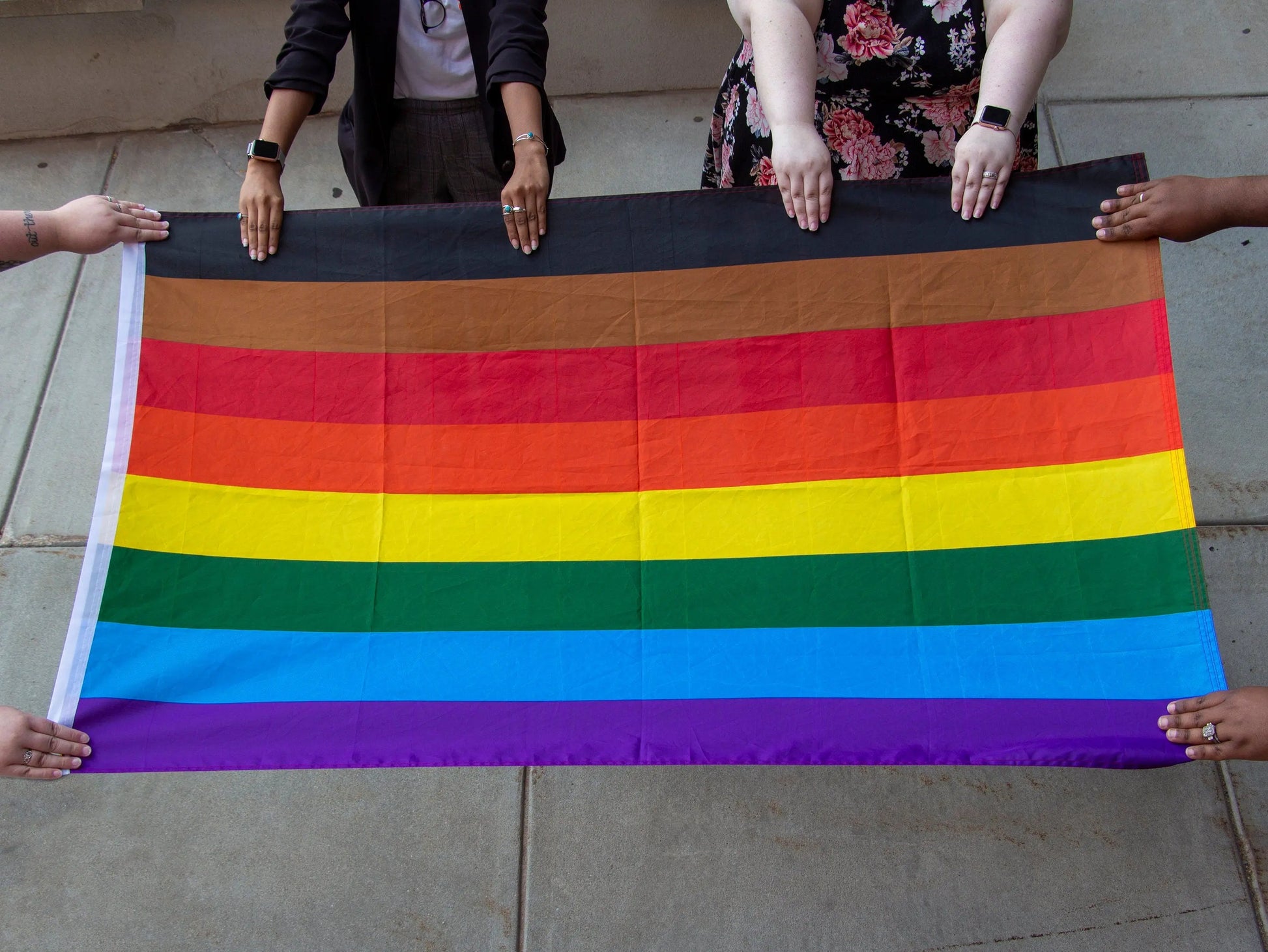 Inclusive Rainbow Flag Large LGBT - 5ft by 3FT Pride Gay Lesbian Bi Trans Rainbow parade inclusive Philadelphia philly - Festival Merch