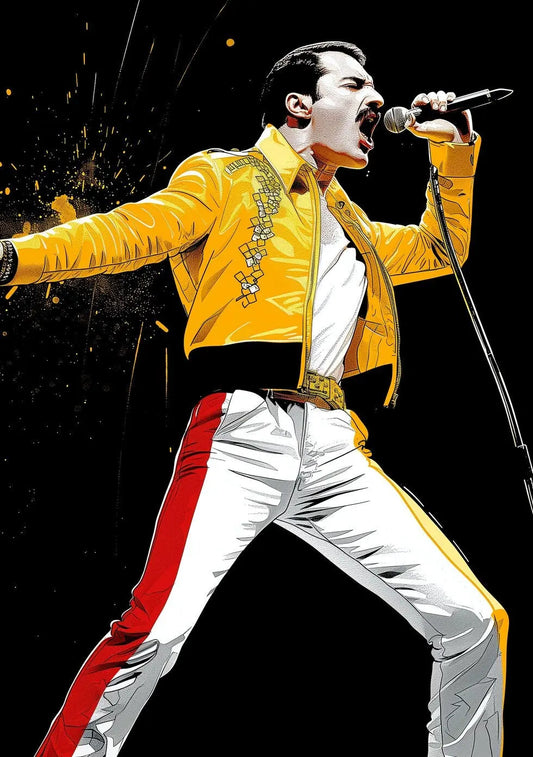 Freddie Mercury Art Famous Faces Music Musician Queen Celebrity Wall Art Print - A4 A3 A2 - Festival Merch