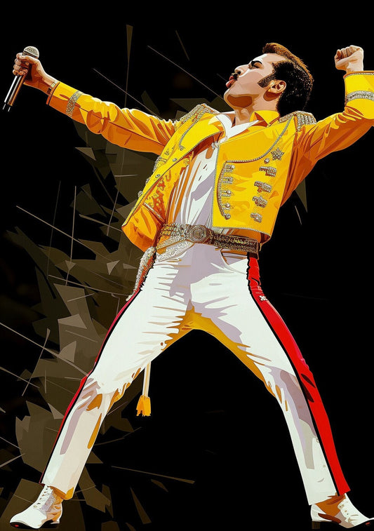Freddie Mercury Art Famous Faces Music Musician Queen Celebrity Wall Art Print - A4 A3 A2 - Festival Merch