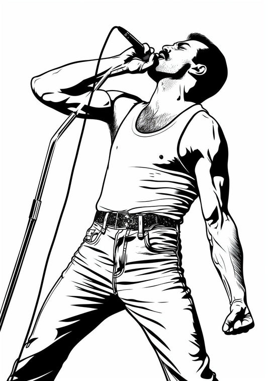 Freddie Mercury Art Famous Faces Music Musician Queen Celebrity Wall Art Print - A4 A3 A2 - Festival Merch
