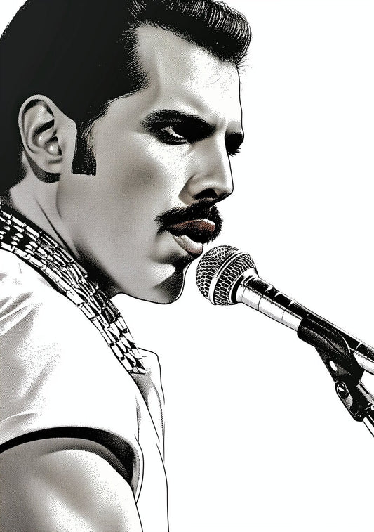 Freddie Mercury Art Famous Faces Music Musician Queen Celebrity Wall Art Print - A4 A3 A2 - Festival Merch