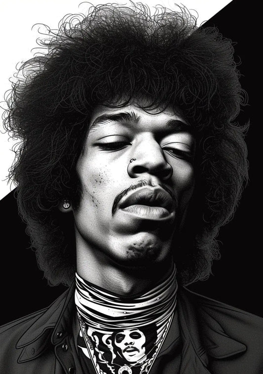Jimi Hendrix Art Famous Faces Music Movie Celebrity Wall Art Print - A4 A3 A2 - Festival Merch