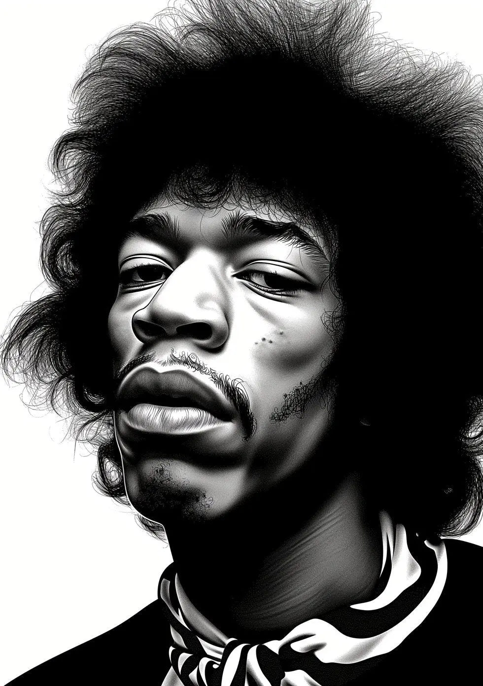 Jimi Hendrix Art Famous Faces Music Musician Celebrity Wall Art Print - A4 A3 A2 - Festival Merch