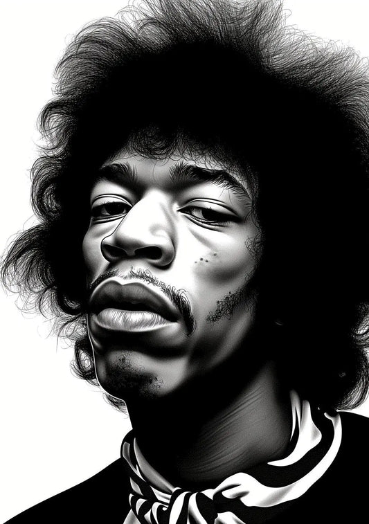Jimi Hendrix Art Famous Faces Music Musician Celebrity Wall Art Print - A4 A3 A2 - Festival Merch