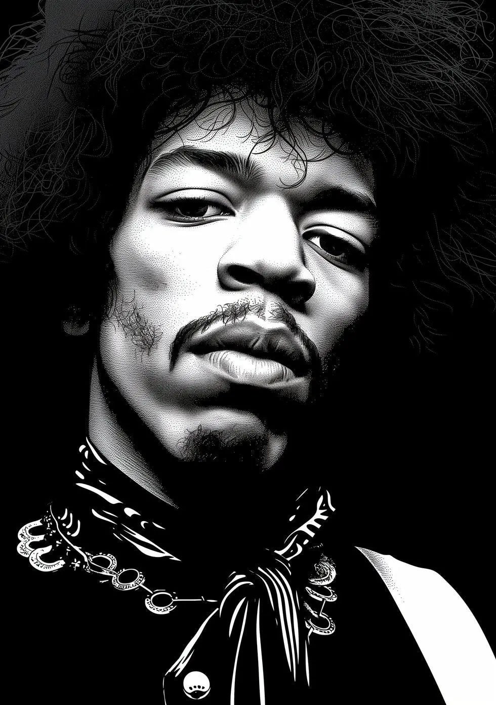Jimi Hendrix Art Famous Faces Music Musician Celebrity Wall Art Print - A4 A3 A2 - Festival Merch