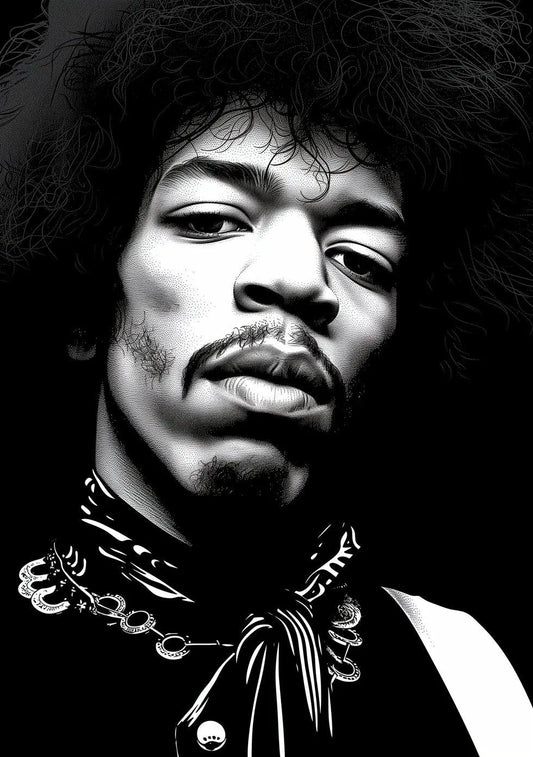 Jimi Hendrix Art Famous Faces Music Musician Celebrity Wall Art Print - A4 A3 A2 - Festival Merch