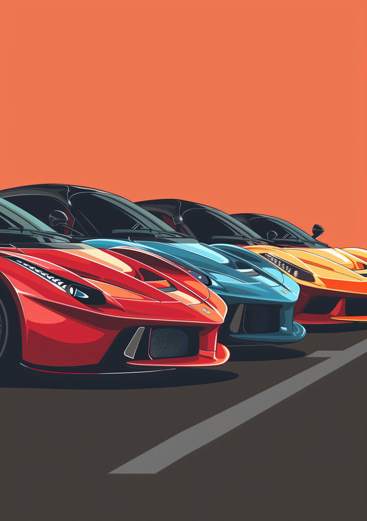 Super Car Hyper car Art Print Wall Art Motorsport Gift for Dad Car Lover - A4 A3 A2 - Festival Merch