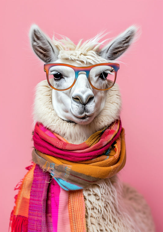 Funny Animal Wall Art Pink Llama  - A4 A3 A2 - Festival Merch