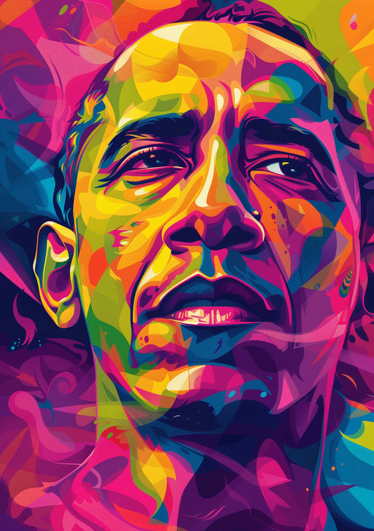 Barrack Obama Colourful Portrait Wall Art Print Famous Faces Celebrity - A4 A3 A2 - Festival Merch