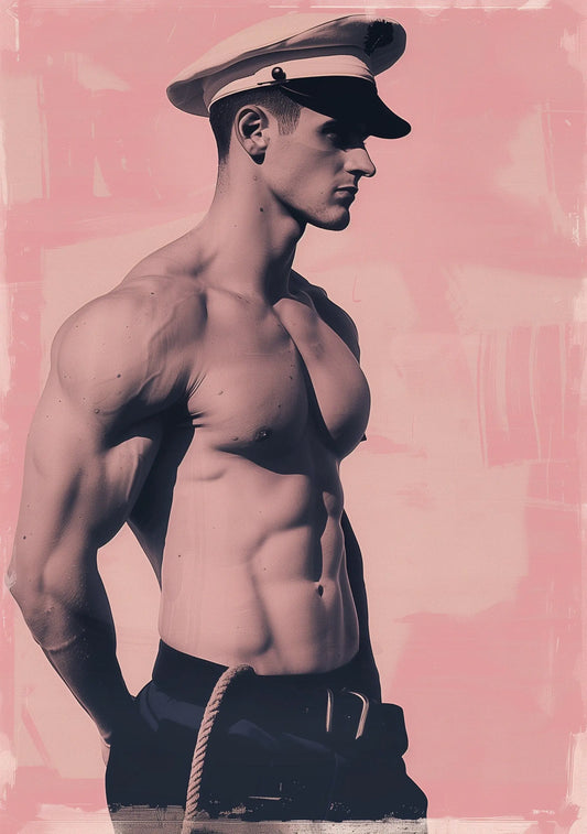Le Male - Vintage French sailor - Pink male Print Fashion Artwork - A4 A3 A2 - Festival Merch