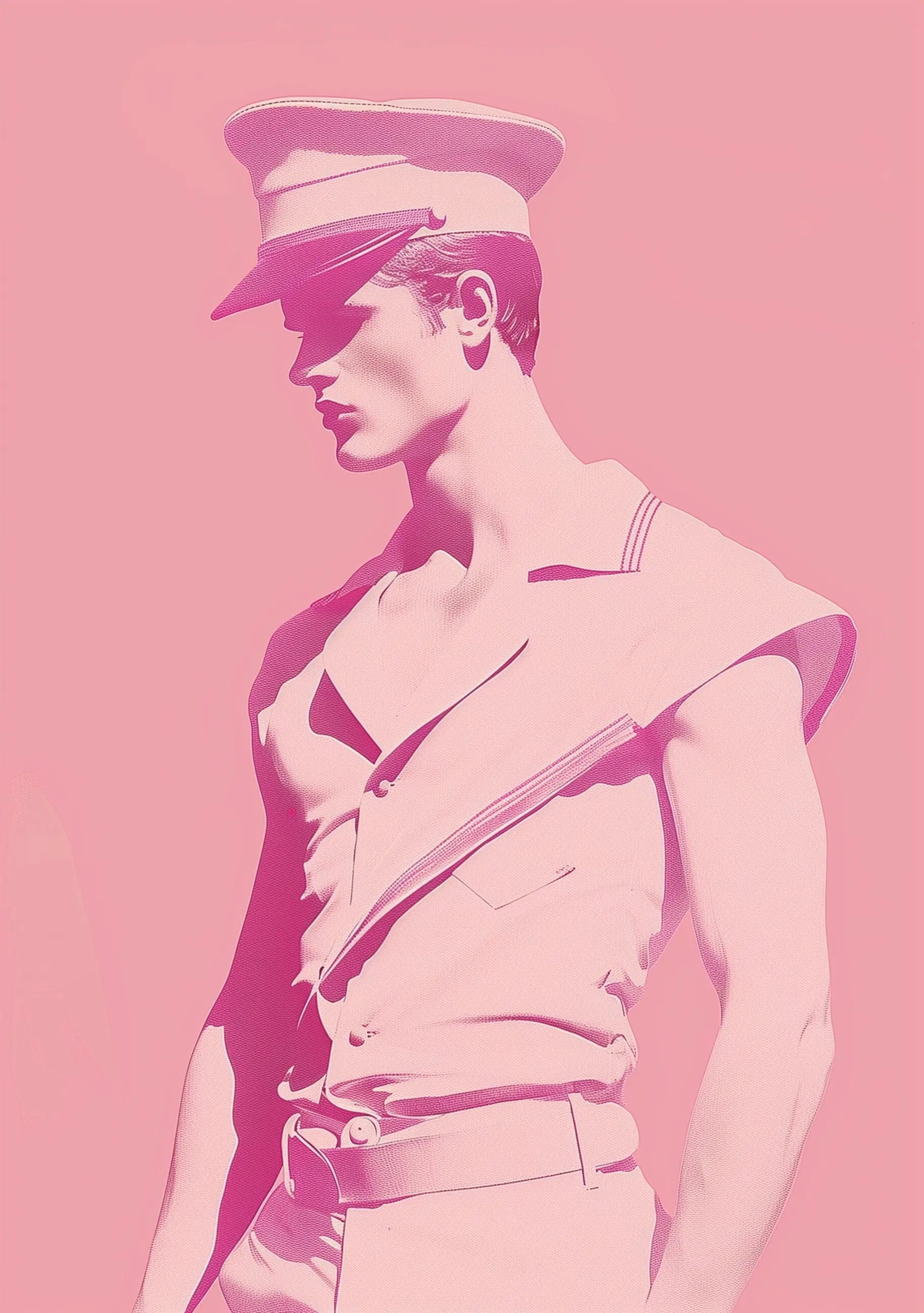 Le Male - Vintage French sailor - Pink male Print Fashion Artwork - A4 A3 A2 - Festival Merch