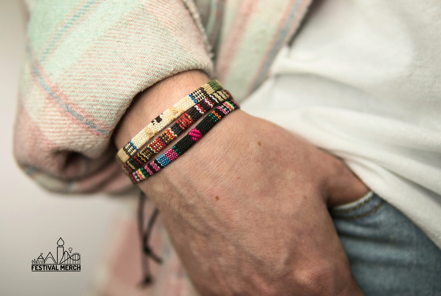 Bracelet Set - Adjustable Surfer Bracelet Colourful Bohemian - Handmade Music Festival Outfit Summer Boho Vintage Nepal Style Anklet surf