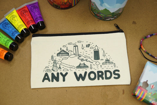 Vintage Style Canvas bag | Pencil case | Music Festival Toiletry Travel Bag - Music Festival inspired