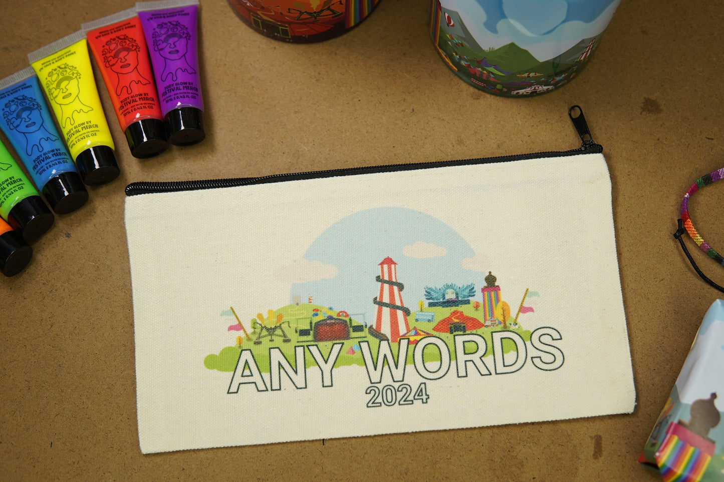 Vintage Style Canvas bag | Pencil case | Music Festival Toiletry Travel Bag - Music Festival inspired