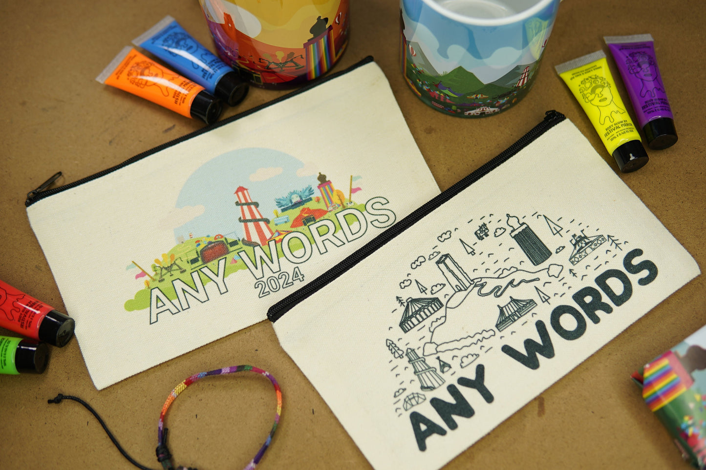 Vintage Style Canvas bag | Pencil case | Music Festival Toiletry Travel Bag - Music Festival inspired