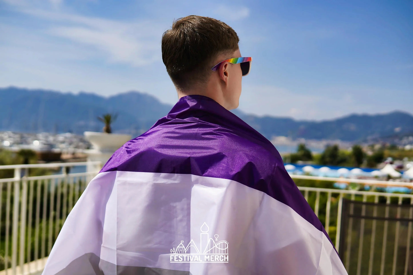 Asexual Flag Large LGBT - 5ft by 3FT Pride Ace Asexuality Gay Lesbian Bi Trans Rainbow parade music festival party - Festival Merch