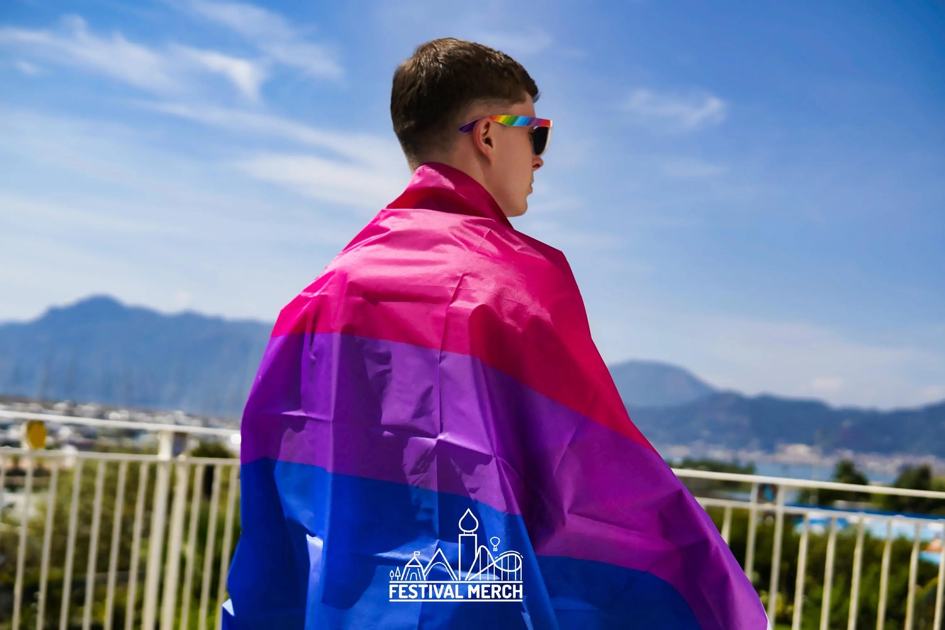 Bisexual Flag Large LGBT - 5ft by 3FT Pride Bisexuality Gay Lesbian Bi Trans Rainbow parade music festival party - Festival Merch