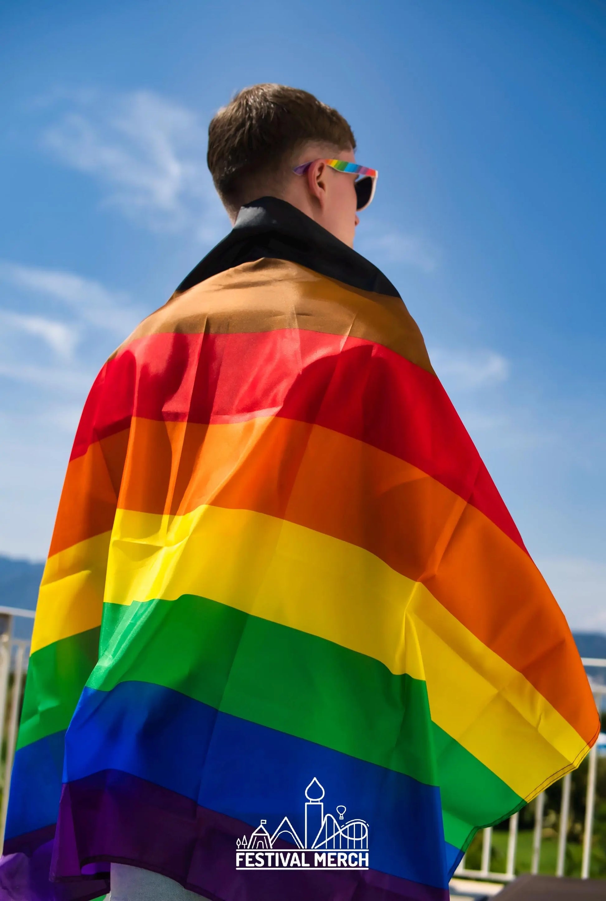 Inclusive Rainbow Flag Large LGBT - 5ft by 3FT Pride Gay Lesbian Bi Trans Rainbow parade inclusive Philadelphia philly - Festival Merch