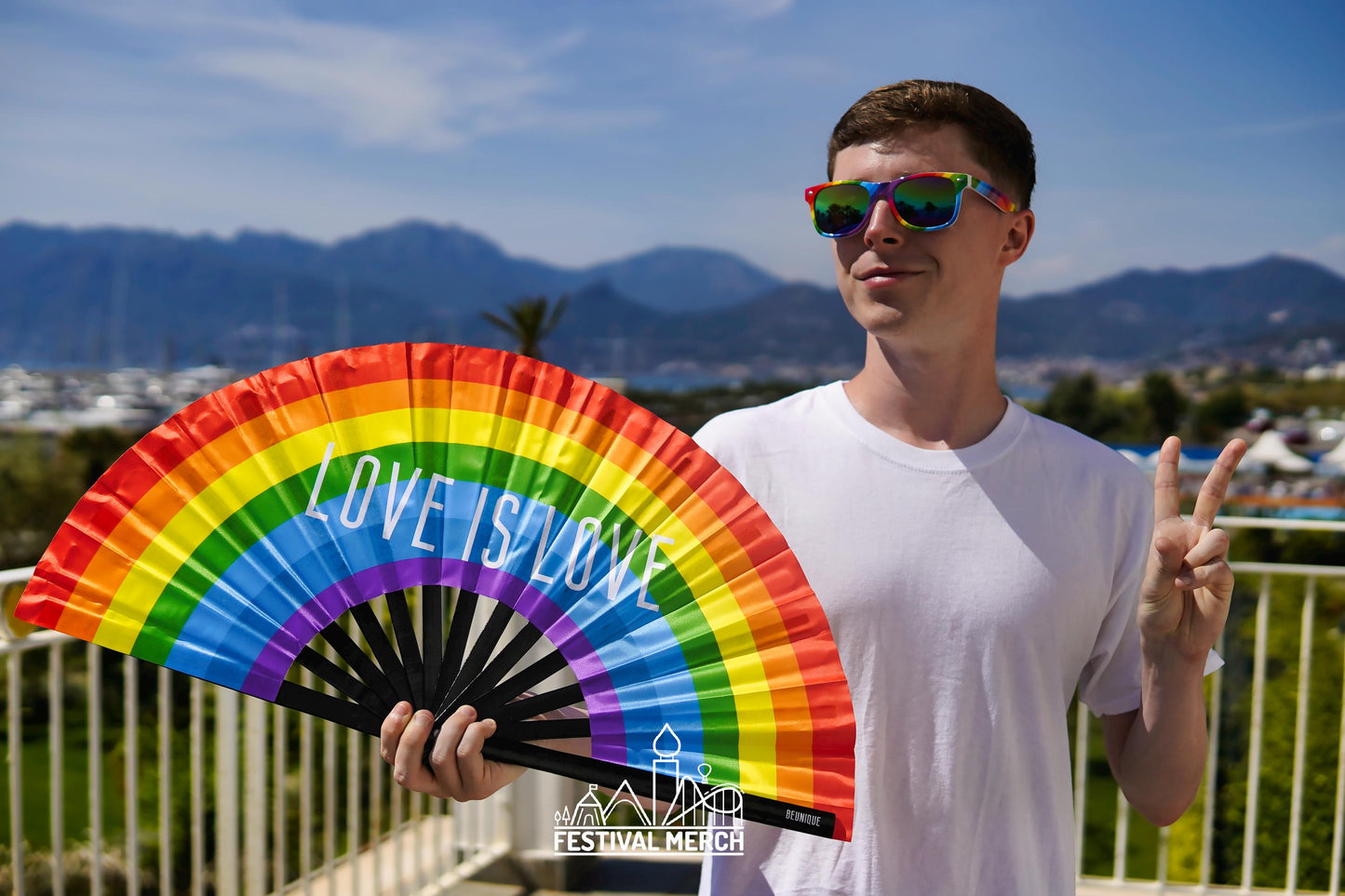 Clack Fan Pride Flag Fan - Giant LGBTQ+ Rainbow Flag Fan - High Quality Rainbow Fan - Great for Pride -  Manchester London pride