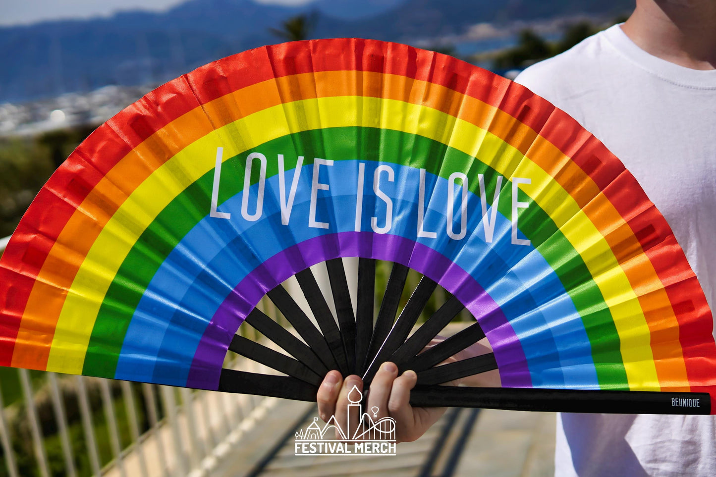 Clack Fan Pride Flag Fan - Giant LGBTQ+ Rainbow Flag Fan - High Quality Rainbow Fan - Great for Pride -  Manchester London pride