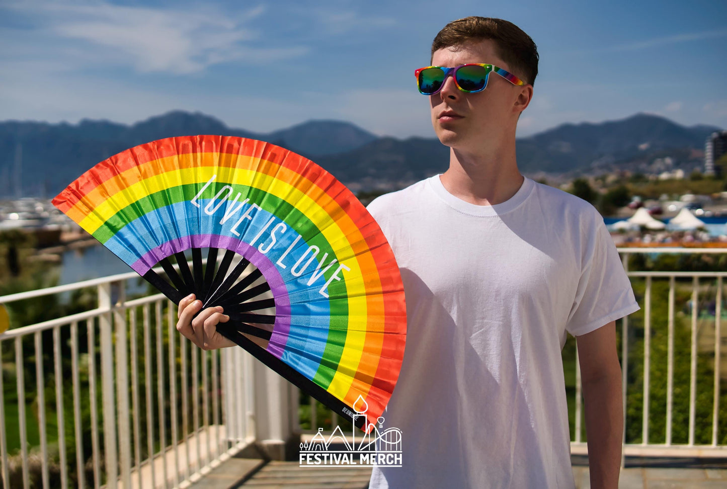 Clack Fan Pride Flag Fan - Giant LGBTQ+ Rainbow Flag Fan - High Quality Rainbow Fan - Great for Pride -  Manchester London pride