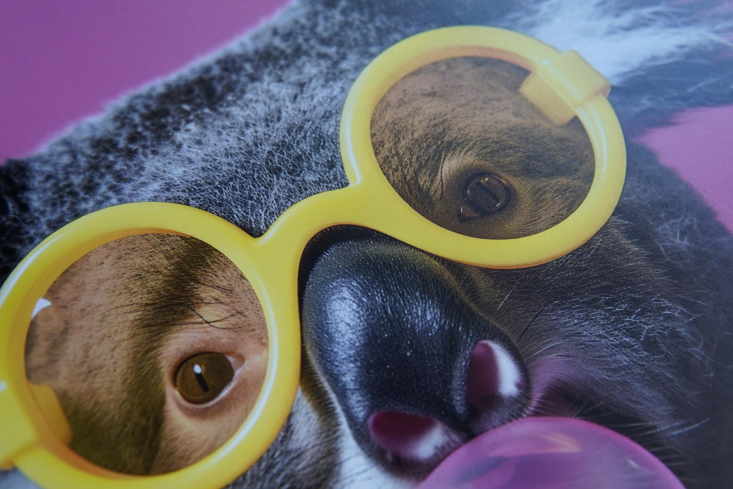 Funny Animal Wall Art Pink Koala bubble gum  - A4 A3 A2 - Festival Merch