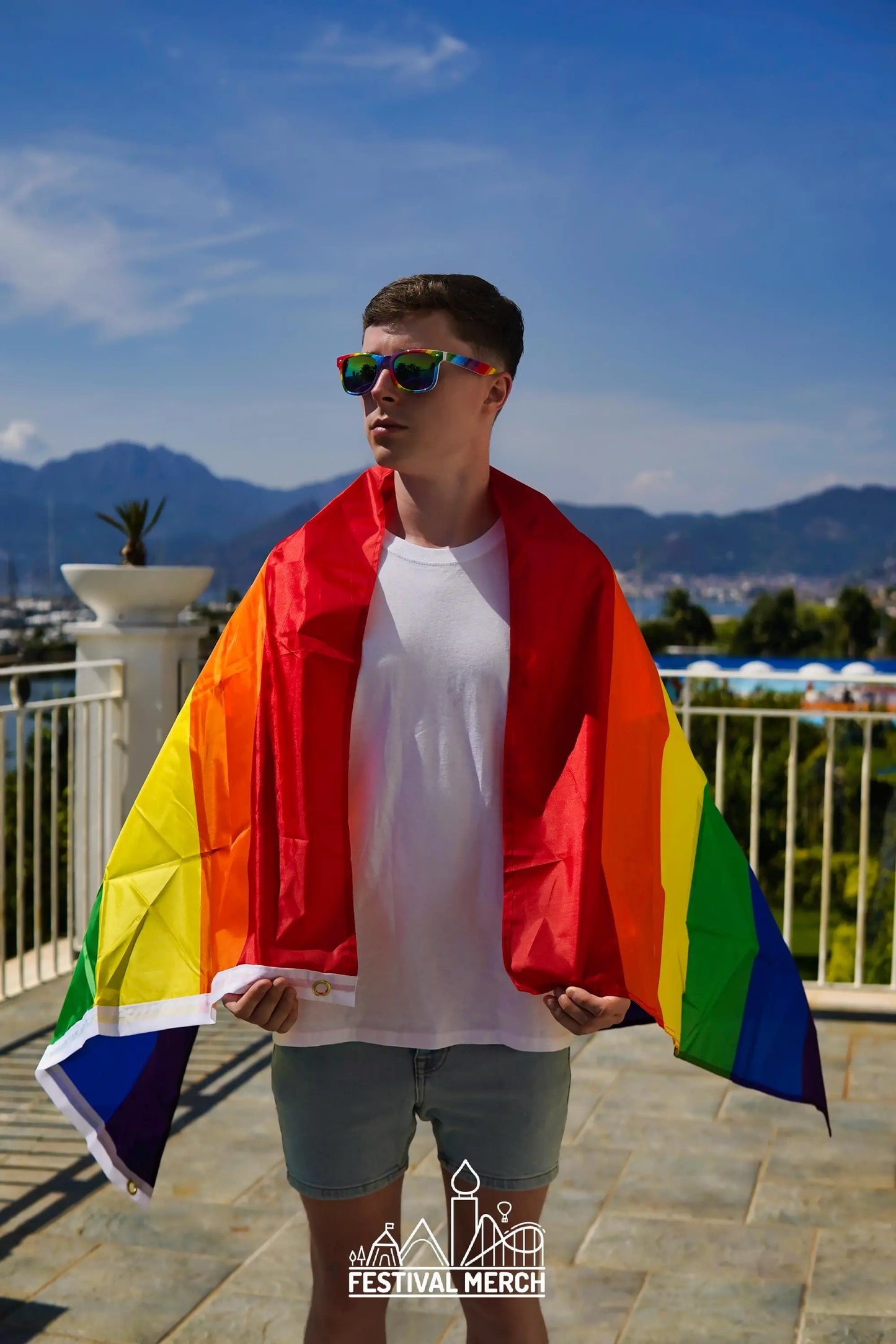 LARGE Premium LGBT Pride Flags - (Discreet packaging) - Rainbow Flag 5ft by 3FT Pride Gay Lesbian Bi Trans parade - Festival Merch