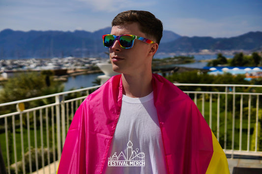 Pansexual Flag Large LGBT -  5ft by 3FT Pride Pan Omnisexual Gay Lesbian Bi Trans Rainbow parade music festival party  - Festival Merch