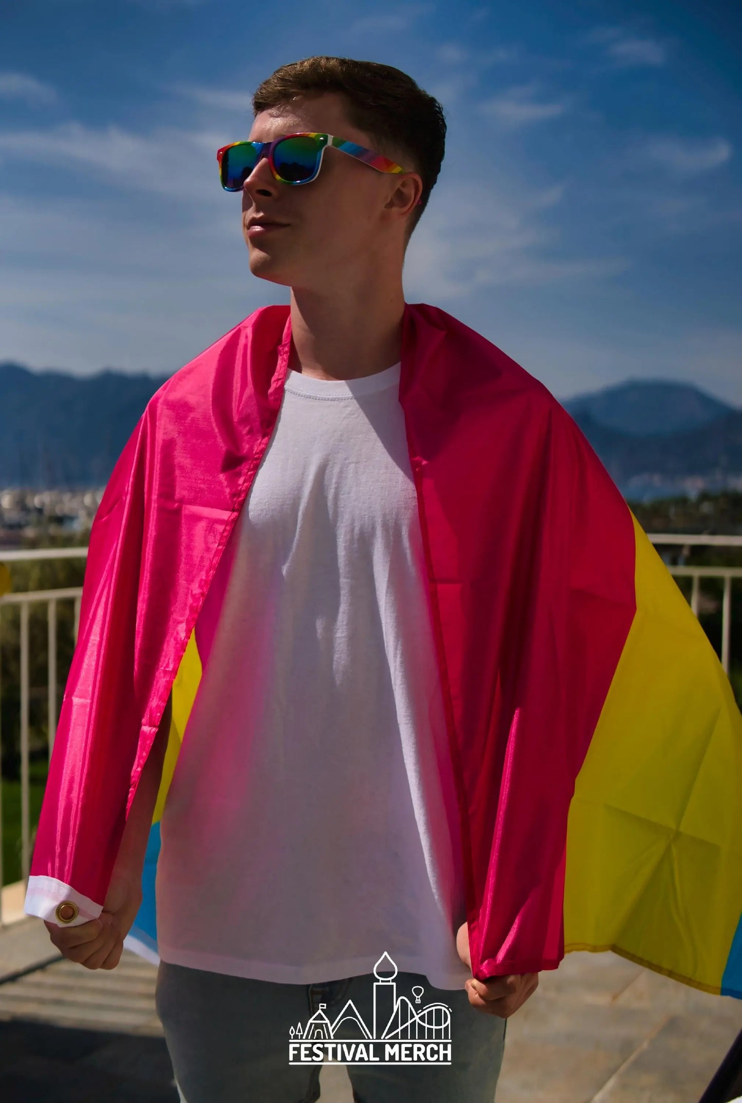 Pansexual Flag Large LGBT - 5ft by 3FT Pride Pan Omnisexual Gay Lesbian Bi Trans Rainbow parade music festival party - Festival Merch