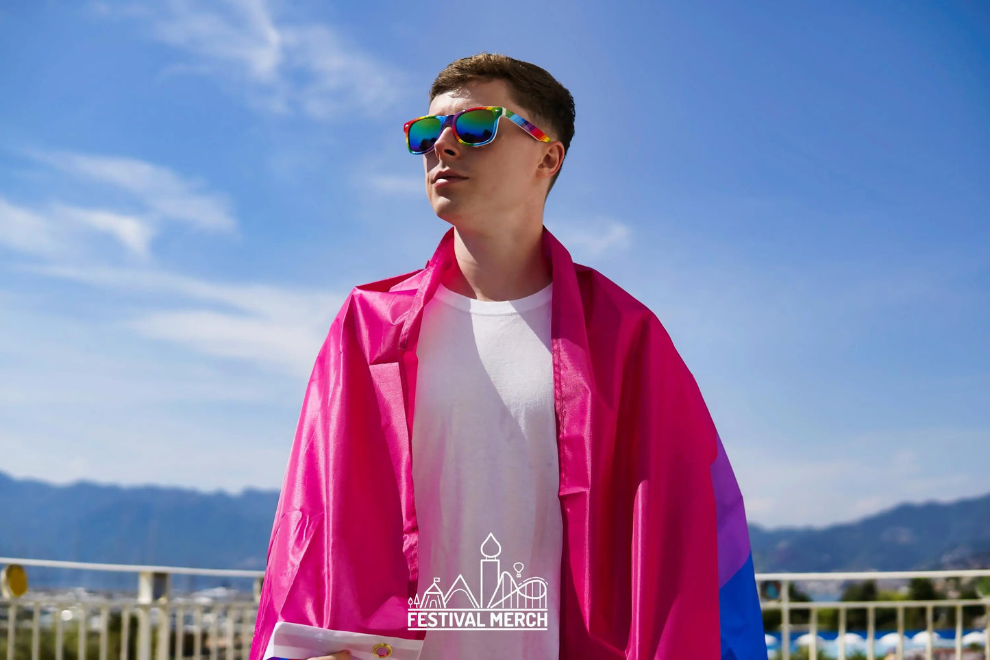 Bisexual Flag Large LGBT - 5ft by 3FT Pride Bisexuality Gay Lesbian Bi Trans Rainbow parade music festival party - Festival Merch