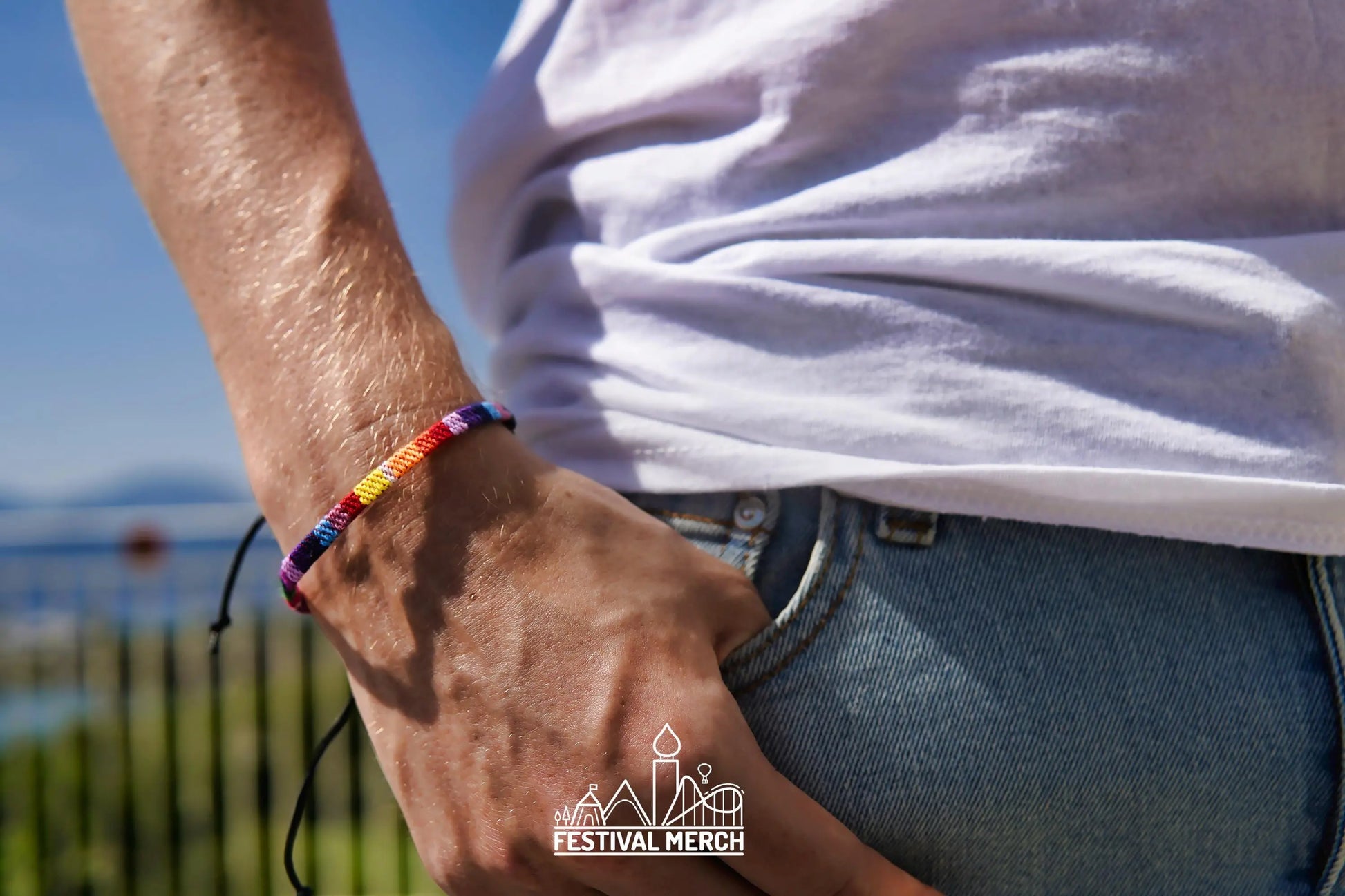 Hand-made Rainbow bracelet Festival Jewellery - LGBT Pride flag gay wrist leg anklet colourful gift - men & women - Pride friendship surf