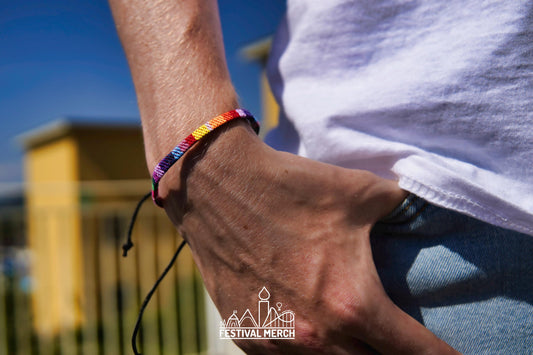 Hand-made Rainbow bracelet Festival Jewellery - LGBT Pride flag gay wrist leg anklet colourful gift - men & women - Pride friendship surf