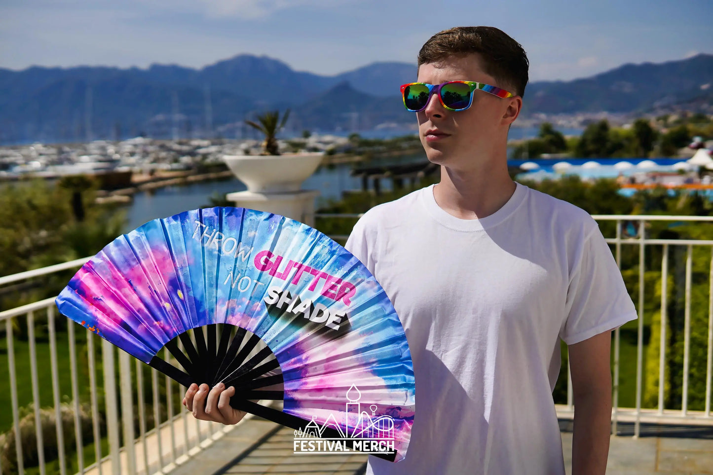 Large Clack Fan - Throw glitter not shade - perfect for a holiday, rave, festival - Rupaul's Drag Race inspired Large Hand Fan