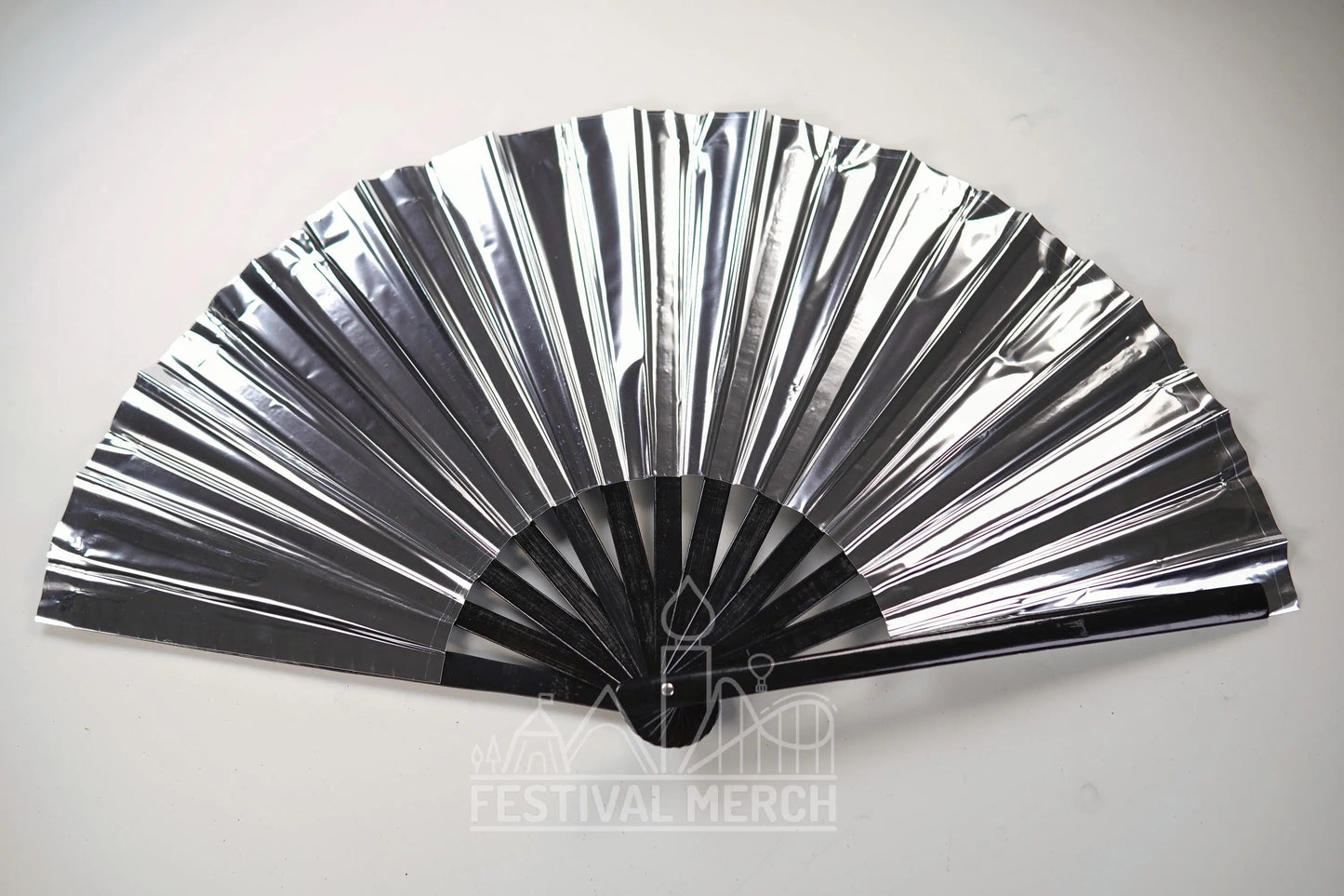Iridescent Hand Fan XL Bamboo Festival Merch Vinyl Shimmer Clack Fan EDM Rave accessories Pride Festival Holographic Ibiza Holiday