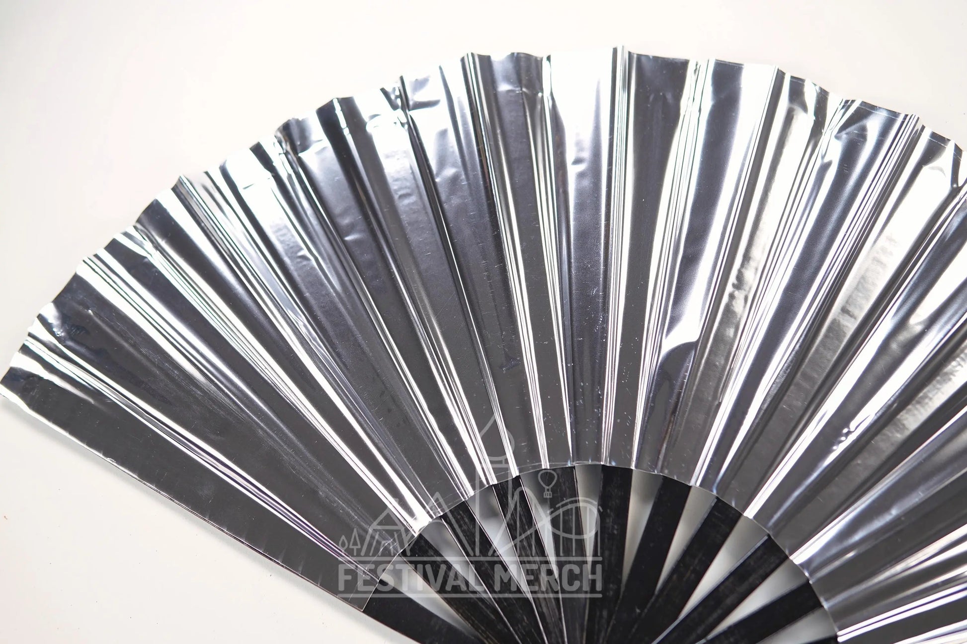 Iridescent Hand Fan XL Bamboo Festival Merch Vinyl Shimmer Clack Fan EDM Rave accessories Pride Festival Holographic Ibiza Holiday