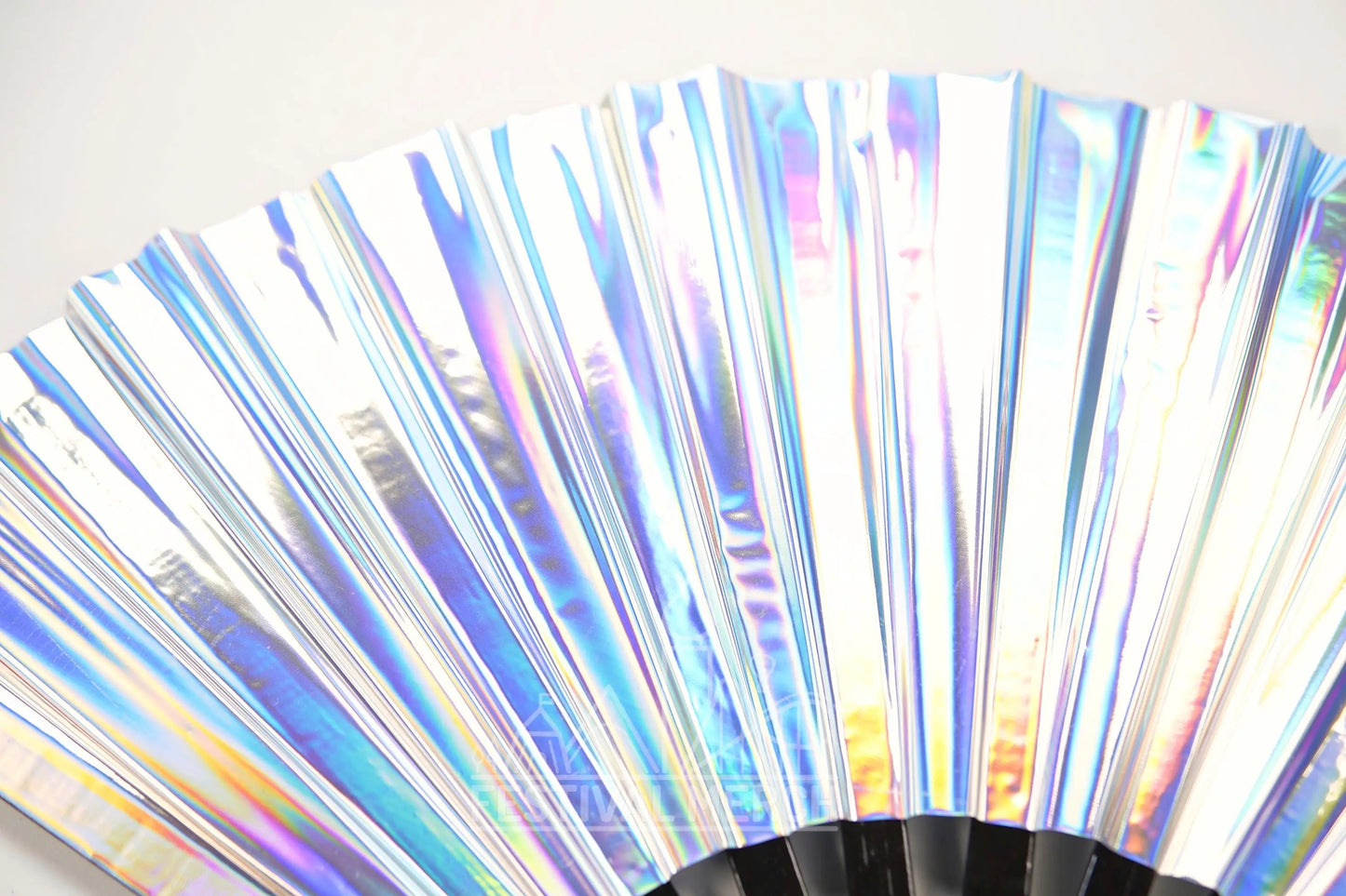 Iridescent Hand Fan XL Bamboo Festival Merch Vinyl Shimmer Clack Fan EDM Rave accessories Pride Festival Holographic Ibiza Holiday