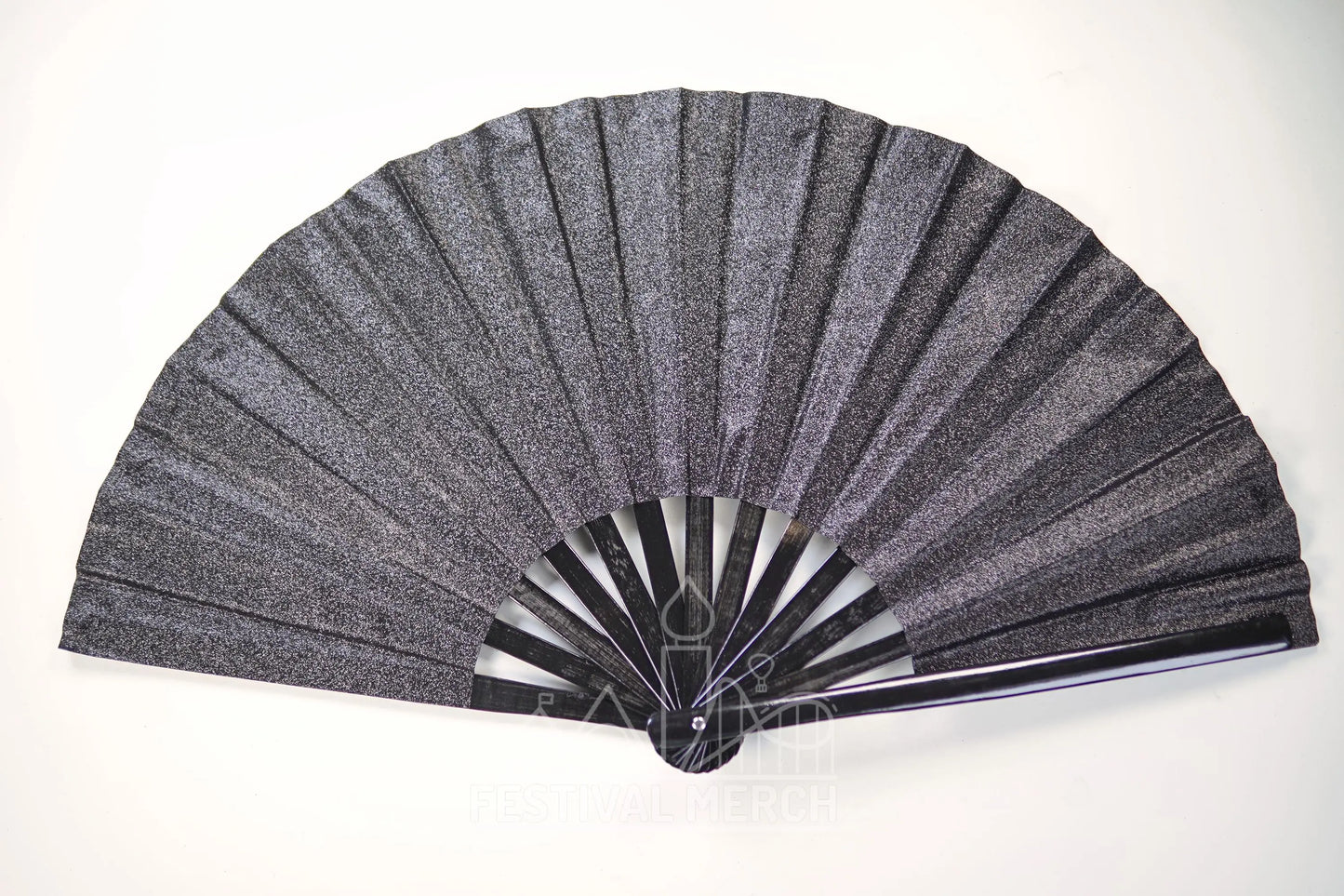 Iridescent Hand Fan XL Bamboo Festival Merch Vinyl Shimmer Clack Fan EDM Rave accessories Pride Festival Holographic Ibiza Holiday