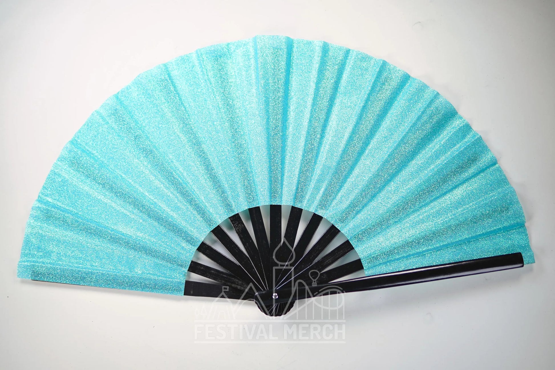 Iridescent Hand Fan XL Bamboo Festival Merch Vinyl Shimmer Clack Fan EDM Rave accessories Pride Festival Holographic Ibiza Holiday