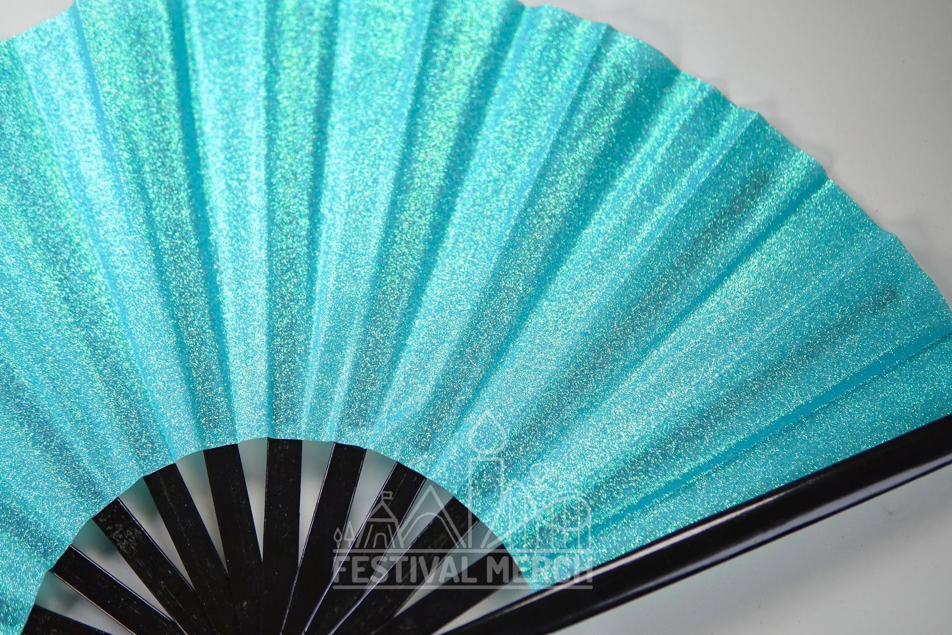 Iridescent Hand Fan XL Bamboo Festival Merch Vinyl Shimmer Clack Fan EDM Rave accessories Pride Festival Holographic Ibiza Holiday