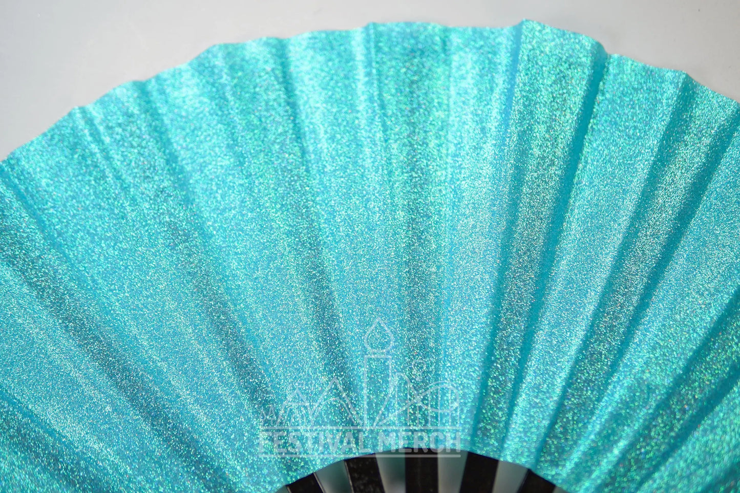Iridescent Hand Fan XL Bamboo Festival Merch Vinyl Shimmer Clack Fan EDM Rave accessories Pride Festival Holographic Ibiza Holiday